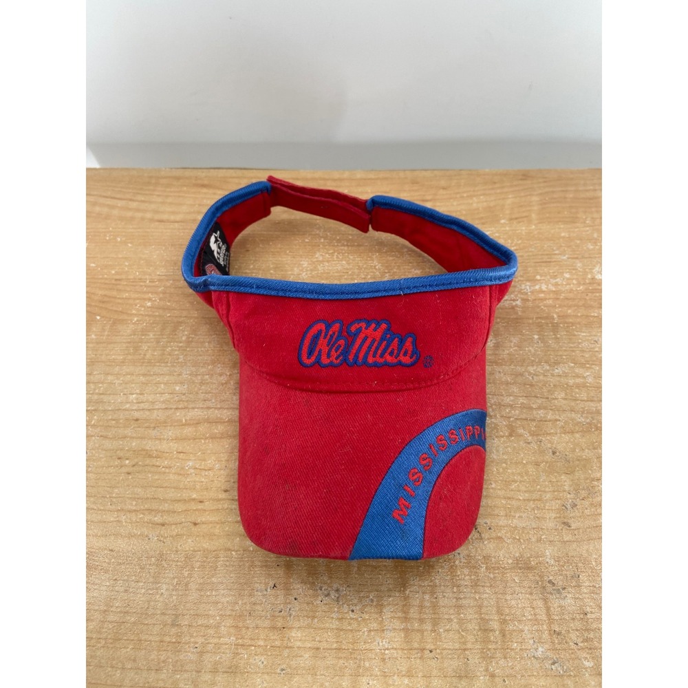 Starter Ole Miss Rebels NCAA Sun Visor Hat‎ Red Blue Adjustable Hook and Loop